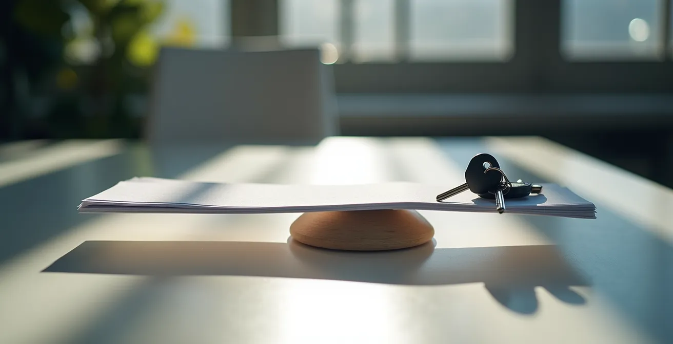 Visualisation métaphorique du choix entre deux options d'assurance pour location de voiture