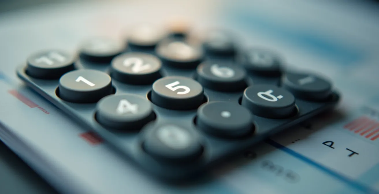 Vue macro sur calculatrice et documents financiers pour évaluation budget location