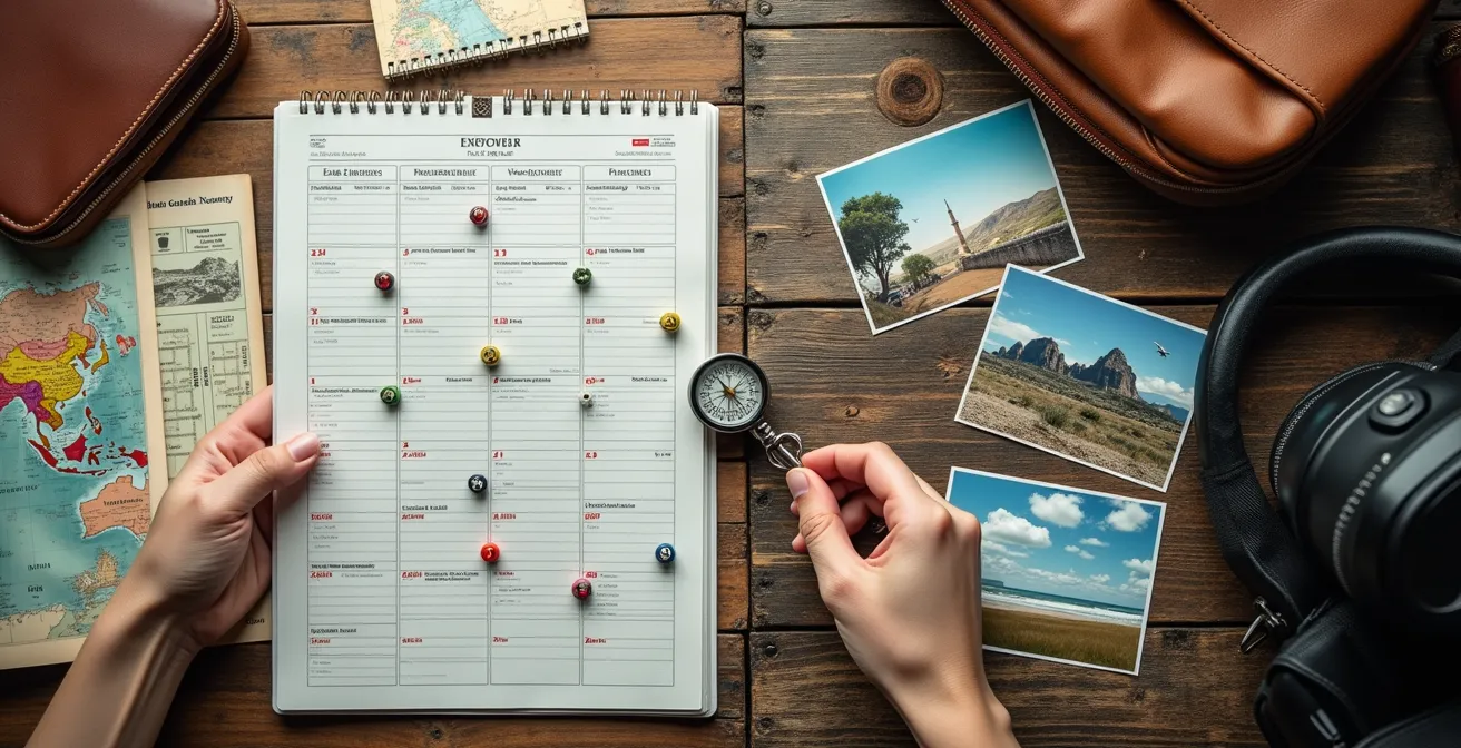 Métaphore visuelle du curseur de liberté entre voyage organisé et improvisation totale, montrant un mélange d'éléments planifiés et spontanés.