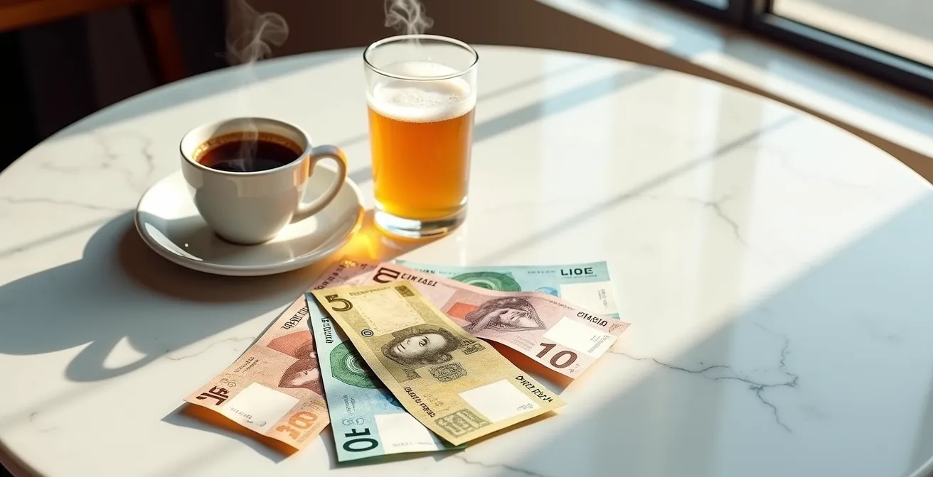 Comparaison visuelle des prix locaux via des objets du quotidien comme un café ou une bière pour créer son indice personnel du voyageur.