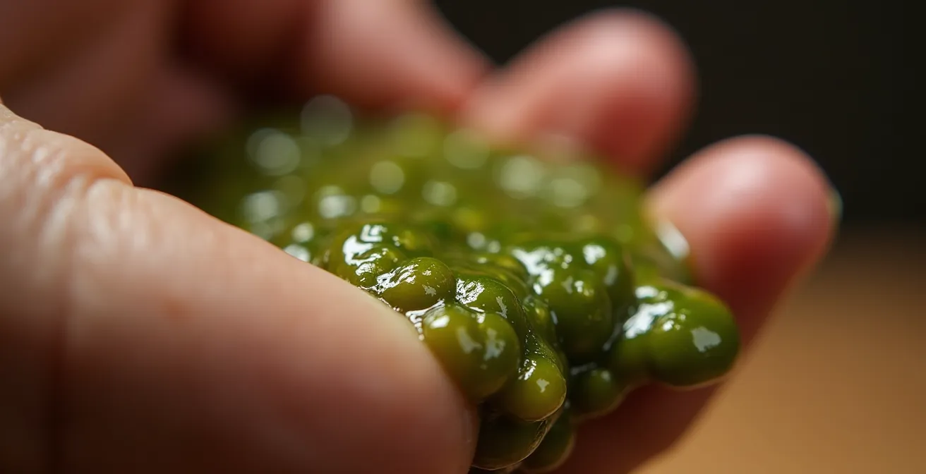 Gros plan sur une main testant une goutte de salsa verde sur le dos de la main dans une taqueria mexicaine authentique