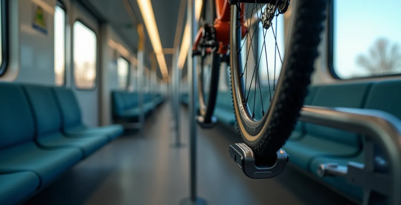 Compartiment vélo moderne dans un train européen avec rangements spécialisés